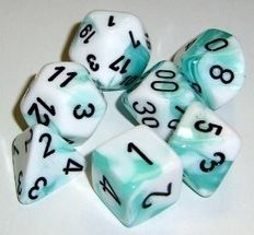 Chessex 7-Die Set Dice Cube Gemini Teal-White/Black