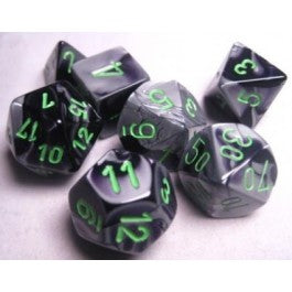 Chessex 7-Die Set Dice Cube Gemini Black-Grey/Green