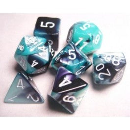 Chessex 7-Die Set Dice Cube Gemini Black-Shell/White