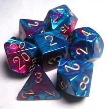 Chessex 7-Die Set Dice Cube Gemini Purple-Teal/Gold