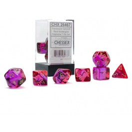 Chessex 7-Die Set Dice Cube Gemini Translucent Red-Violet/Gold