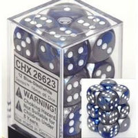 Chessex 16mm Dice Cube Gemini Blue/Steel (12 dice)