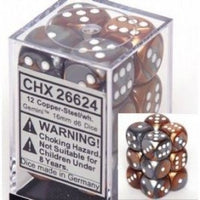 Chessex 16mm Dice Cube Gemini Copper/Steel (12 dice)