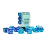 Chessex 16mm Dice Cube Gemini Blue-Blue/Light Blue (12 dice)