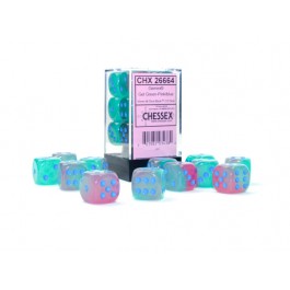 Chessex 16mm Dice Cube Gemini Gel Green-Pink/Blue Luminary