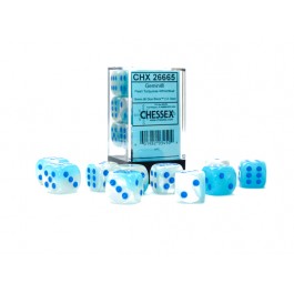 Chessex 16mm Dice Cube Gemini Pearl Turquoise-White/Blue Luminary