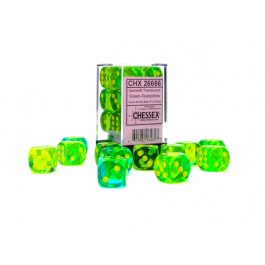 Chessex 16mm Dice Cube Gemini Translucent Green-Teal/Yellow