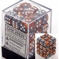 Chessex 12mm Dice Cube Gemini Copper/Steel (36 dice)