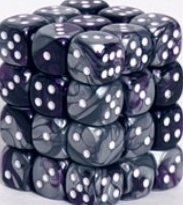 Chessex 12mm Dice Cube Gemini Purple-Steel/White