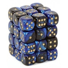 Chessex 12mm Dice Cube Gemini Black-Blue/Gold