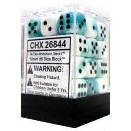 Chessex 12mm Dice Cube Gemini Teal-White/Black