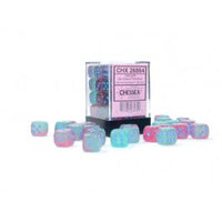 Chessex 12mm Dice Cube Gemini Pearl Turquoise-White/Blue Luminary (36 dice)