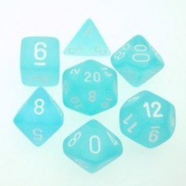 Chessex 7-Die Set Dice Cube Frosted Teal/White