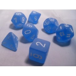 Chessex 7-Die Set Dice Cube Frosted Blue/White