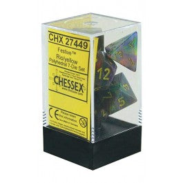 Chessex 7-Die Set Dice Cube Festive Rio/Yellow