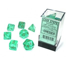 Chessex 7-Die Set Dice Cube Borealis Light Green/Gold Luminary