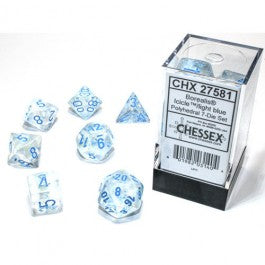 Chessex 7-Die Set Dice Cube Borealis Icicle/Light Blue Luminary