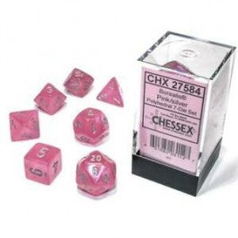 Chessex 7-Die Set Dice Cube Borealis Pink/silver Luminary