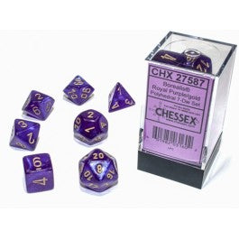 Chessex 7-Die Set Dice Cube Borealis Royal Purple/gold Luminary