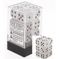 Chessex 16mm Dice Cube Frosted Clear/Black (12 dice)