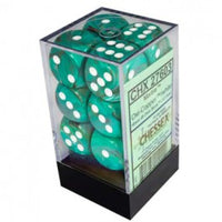 Chessex 16mm Dice Cube Marble Oxi-copper/ White (12 dice)