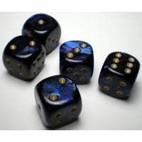 Chessex 16mm Dice Cube Scarab Royal Blue & Gold (12 dice)