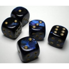 Chessex 16mm Dice Cube Scarab Royal Blue & Gold