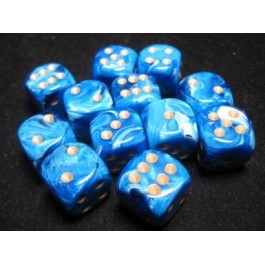 Chessex 16mm Dice Cube Vortex Blue / Gold