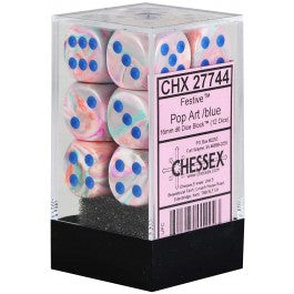 Chessex 16mm Dice Cube Festive Pop-art/ Blue