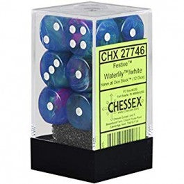 Chessex 16mm Dice Cube Festive Waterlily/ White