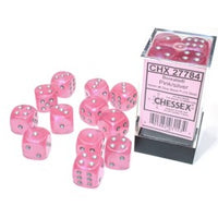 Chessex 16mm Dice Cube Borealis Pink/Silver Luminary (12 dice)