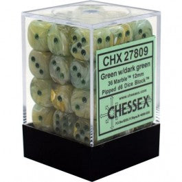 Chessex 12mm Dice Cube Marble Green/Dark Green