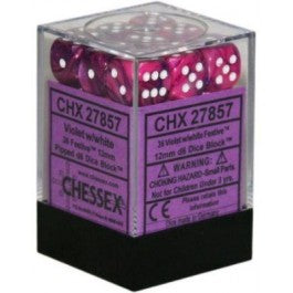 Chessex 12mm Dice Cube Festive Violet/White