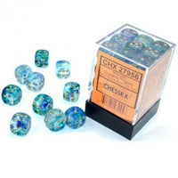 Chessex 12mm Dice Cube Nebula Oceanic Gold Luminary (36 dice)