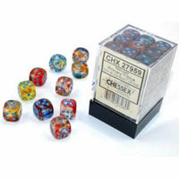 Chessex 12mm Dice Cube Nebula Primary Turquoise Luminary (36 dice)
