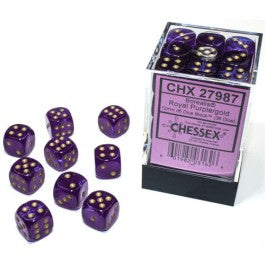 Chessex 12mm Dice Cube Borealis Royal Purple/Gold Luminary