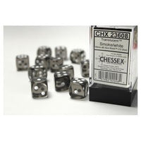Chessex 16mm Dice Cube Translucent Smoke with White (12 dice)