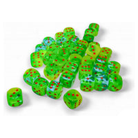 Chessex 12mm Dice Cube Gemini Plasma Green-Teal/orange Luminary (36 dice)