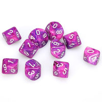 Chessex d10 Clamshell Festive Violet with White