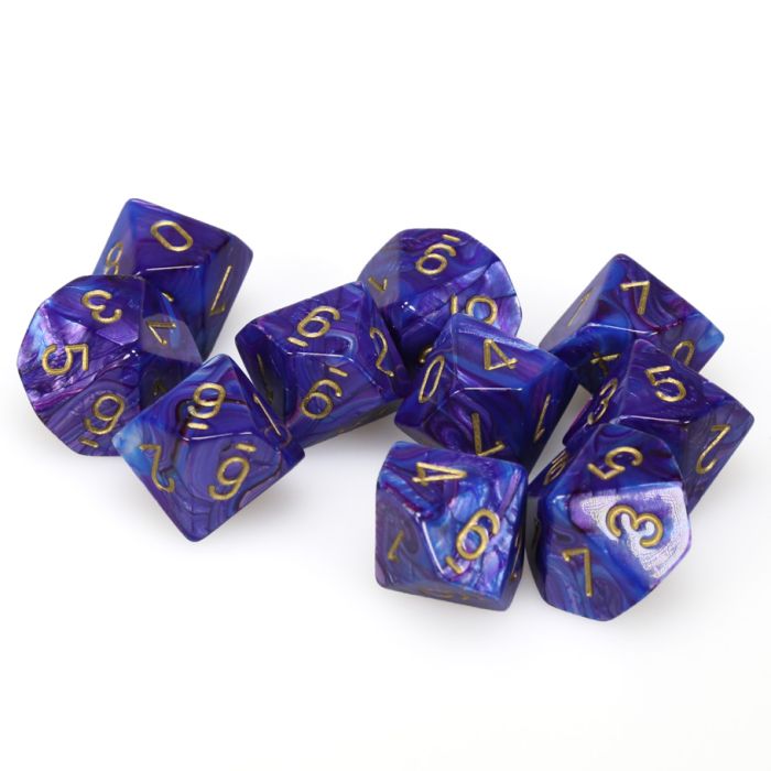 d10 Clamshell Lustrous Purple with Gold