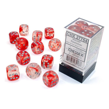 Chessex 7-Die Set Dice Cube Luminary Nebula Red with Silver