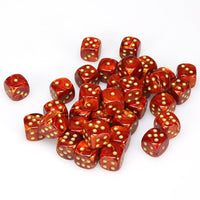 Chessex 12mm Dice Cube Scarab Scarlet with Gold (36 dice)