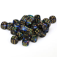 Chessex 12mm Dice Cube Lustrous Shadow with Gold (36 dice)