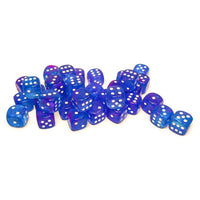 Chessex 12mm Dice Cube Nebula Aura/white Luminary (36 dice)
