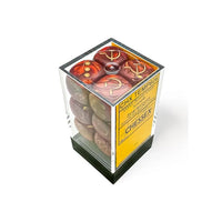 Chessex 16mm Dice Cube Opaque WW2 Soviet Scarab Scarlet/gold (12 dice)