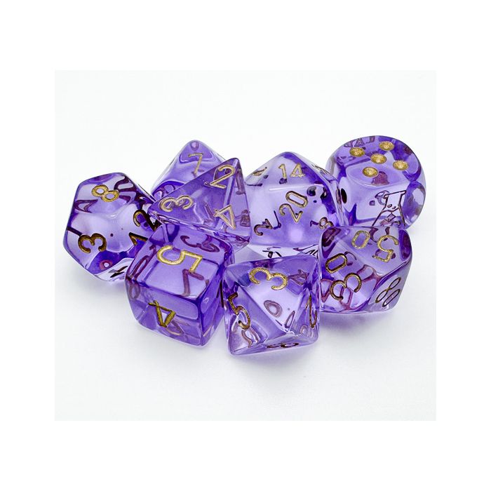 Chessex Polyhedral Set Translucent Lavender with gold