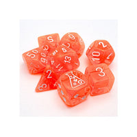 Chessex Lab Tube Polyhedral Set Translucent Neon Orange with white