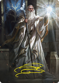 Gandalf the White Art Card (Gold-Stamped Signature) -  (Borderless) (ASLTR-003) - Tales of Middle-earth Art Series
