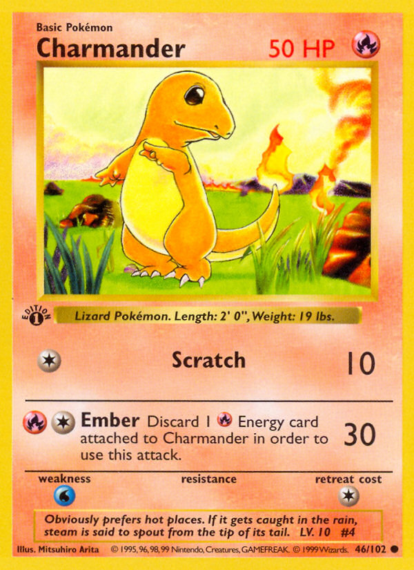 Charmander (46/102) (Shadowless) [Base Set 1st Edition]