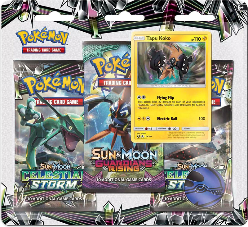 Sun & Moon: Celestial Storm - 3-Pack Blister (Tapu Koko)